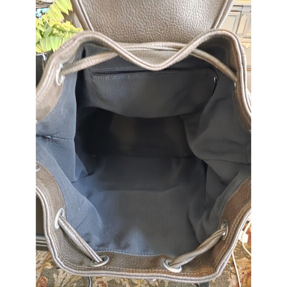 Guess USA Leather Brown Backpack Vintage Buckle Y2k Long Drawstring - Picture 6 of 9